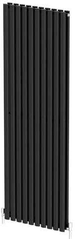 Radiant Living Designer Radiator Black Vertical Oval Panel Double Panel Rad 1800x600mm Modern Steel Central Heating