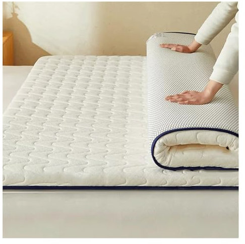 Faltbare Futon-Matratze, Einzelne Tatami-Matte, Schlafunterlage, Weiche, Flauschige, Gesteppte Matratzenauflage, Bodenbett, Tragbare Rollmatratze, Gästebett, Bodenliege, Couch ( Color : White , Size :