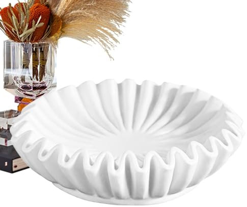 Bol En Marbre Décoratif - Grand Bol Festonné En Pierre Pour Table Basse, Objets Décoratifs En Céramique