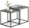 Home Collective Couchtisch 2er Set Quadratisch Beistelltisch Loft Design 2 in 1 Verschachtelung Kratzfeste Oberfläche, Wohnzimmer | 50cm und 45cm Breit Zement-Grau mit schwarzen Beinen