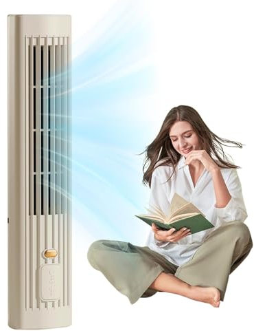 Ventilador torre de escritorio, ventiladores torre para dormitorio, ventilador de enfriamiento de torre de escritorio recargable por USB silencioso, dispositivo de enfriamiento de mesa para dormitorio
