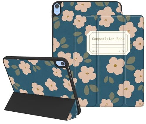 Lornpa Funda para iPad de 10ª generación de 10.9 pulgadas 2022, funda protectora con soporte para lápices, función atril inteligente de encendido y apagado automático, para 10ª generación con bonito