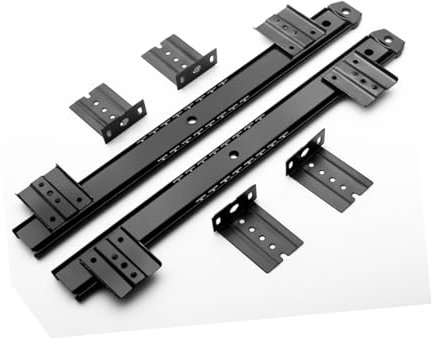 GVDrawer Brackets Sliding Keyboard Drawer Tray Hardware Heavy Duty 305/355/405/455 mm Slides Metal Drawer Keyboard Slides Mounting Accessories Ideal for Under Desk Kitchen Cabinet Drawer (Black)