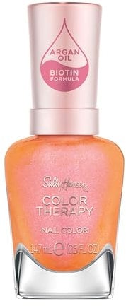 Sally Hansen Colour Therapy Nail Polish, 290 Tangerine Dream, Strengthen and Nourish Nails, Infused with Biotin and Argan Oil, 3-in-1 Formula, High-Shine Finish, Salon Quality Results, 14.7ml