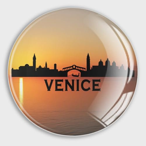 Runde Kühlschrankmagnete Italien Venedig Stadt Silhouette Landschaft Skyline Glas Kühlschrankmagnete Dekoration für Kühlschrank Spind Whiteboard Magnettafel Schränke Klassenzimmer Bürokabine