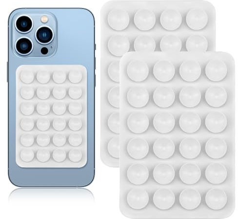 2 Stück Silikon Saugnapf Handyhülle, Noppen Handy Sticky Case, Weiß, für Videos & Selfies, Hände Frei