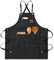 HIUOUIH Delantal Cocina Hombre Delantal Barbacoa Delantal de Trabajo Mujer con 3 Correa Ajustable y Bolsillos Delantales de Lona para Cocinar Hornear Jardinería Camarero, Negro