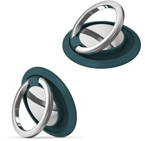 QZKJQDD Handy Ring Halterung, Handy Ring, Handyring, Handy Halter, Handy Fingerhalterung, Handy Halterung Hand, Fingerhalterung Handy, Um 360 Grad drehbarer Telefongriff (2 Stück-Dunkelgrün)