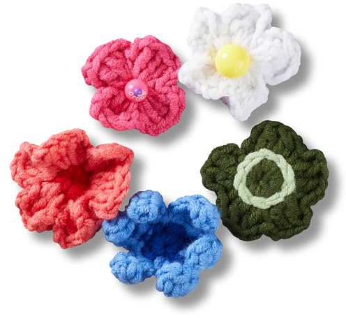 Crocs Uni-Schuhanhänger, gehäkelt, Blumen-Mix, mehrfarbig, Einheitsgröße, 5 Stück, mehrfarbig, Einheitsgröße