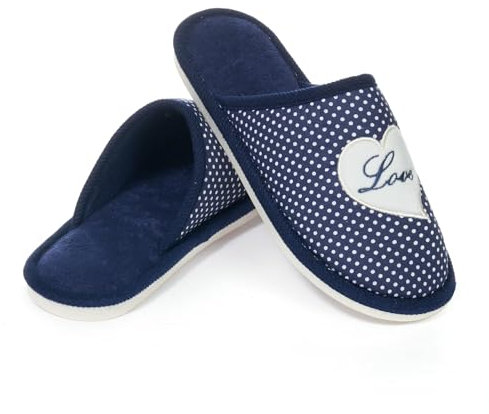 JOMIX Pantofole Donna Invernali da Casa Ciabatte Ragazze Calde Morbide da Inverno MD9669 Navy 36/37