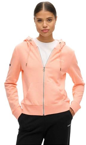 Superdry Sweat à capuche uni pour femme avec fermeture éclair pêche rose ambre 38, Pêche, rose ambré, 40