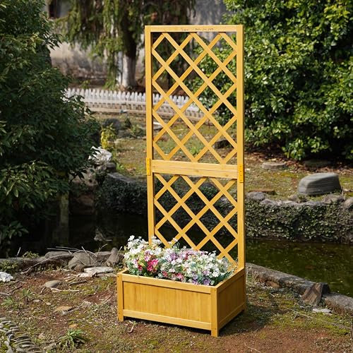 Actiasgear - Large Wooden Garden Planter Lattice | Patio Climbing Plant Box Raise Bed Flowerpot