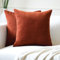 Encasa XO Chenille Kissenbezüge Set von 2 | Deep Orange - (20x20) (50x50 cm) | Dekorative Akzent Quadratische Wurfkissenbezüge Für Couch, Heimdekoration, Sofa