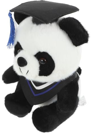 Vaguelly Doktor Panda Puppe Abschluss Bequeme Panda-Puppe gefüllter Panda bequemes Stofftier Doktor Panda Stoffpuppe Plüschpanda Puppe PP Baumwolle Blue