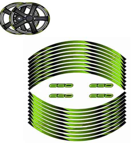 MPODYTSF Aufkleber für Motorrad Motorrad Dekorative Felgenaufkleber Aufkleber Für Kawasaki Z650 17 Zoll Radnabenaufkleber Reflektierender Aufkleber Vorne Und Hinten(Light Green)