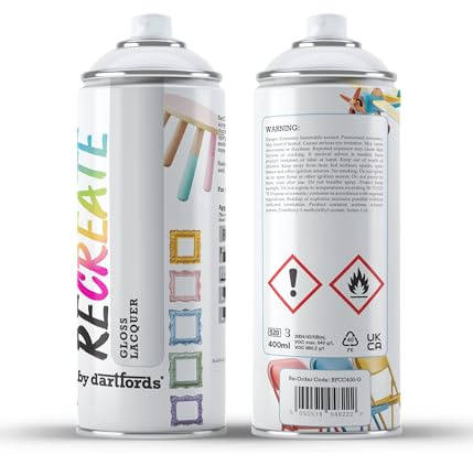 Recreate Clear Gloss Spray Varnish Lacquer for Wood, Metal, Plastic | Quick Drying, Smooth, Durable, Easy-to-Apply | Suitable for Indoor / Outdoor | Furniture, Craft, Doors, Ornaments, Pots, Frames