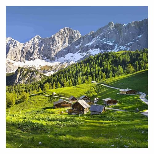 Bilderwelten Berge Fototapete Natur inkl. Kleister 240x240cm - Vliestapete Made in Germany - Tapete Berge Schlafzimmer - Steiermark Fototapete Natur Landschaft - Wandtapete Wohnzimmer Flur T_2378