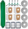 Dxyue Kit de piezas de repuesto para iRobot Roomba Plus 405 Combo/505 Combo Robot Aspirador, 1 cepillo de goma, 4 paños de fregona, 4 bolsas de polvo, 3 filtros, 4 cepillos laterales