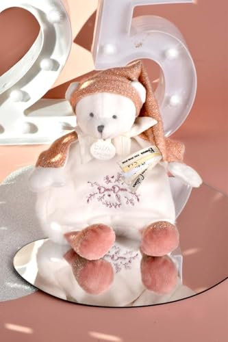 DOUDOU ET COMPAGNIE - Ours Rose Cape Édition 25 Ans – Doudou Peluche Bébé Ultra Doux avec Boîte Cadeau pour Offrir – Idée Cadeau Naissance Fille – Polyester - Garantie Doudou Perdu – DC4331