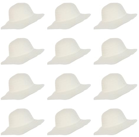 VANZACK Sombrero de Paja Tejido sin Pintar para Adultos, 12 Piezas, Gorra de Granjero Asiática Transpirable, Protección Solar para Playa y Fiestas al Aire Libre
