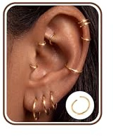 LOLIAS 16G/20G Fake Nasenring Piercing Ohr Helix Piercings Chirurgenstahl | Nasenpiercing Gold/Silber Ring Ohrpiercing Knorpel Ohrringe Septum Helix Ring Daith Rook Conch Tragus Piercing Set 6-14mm