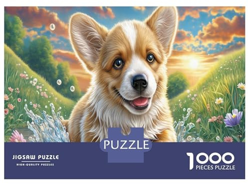 WelshCorgi1000TeilePapppuzzleErwachseneStressabbauCorgiinWieseMentaleStimulierungProblemlösenÖkologischPremiumqualitätWohnDekoration52x38cm