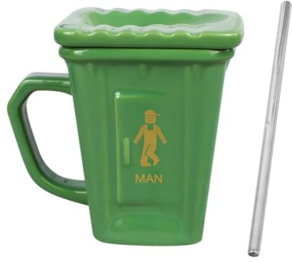 YIGZYCN Humorvolle WC-förmige Tasse, 400 ml, mit abnehmbarem Strohhalm für heiße Getränke und Heimdekoration, WC, Kaffeetasse