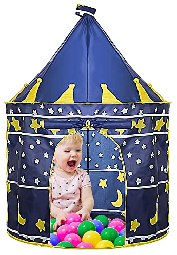 Kids Tent Play Tent, Pop up Tents for Kids, Play Tent for Childrens, Pink Princess Castle, Kids Pop-Up Tent, Indoor or Outdoor Playhouse, Blue