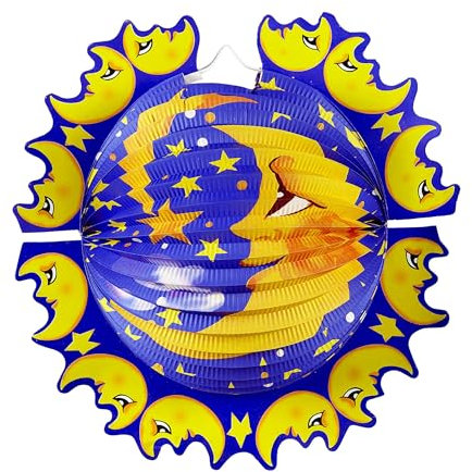 W WIDMANN MILANO Party Fashion 95755 - Lampion lachender Mond, Ø 36 cm, flammenhemmend, Dekoration, Mottoparty, Karneval,