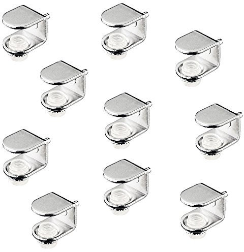 Gedotec Tablarträger Glas-Bodenträger Metall Fachbodenträger Holz - H7030 | Regalboden-Träger für Glasstärke 6-10 mm | Regalträger Stahl vernickelt matt | 50 Stück - Regalstift zum Einstecken