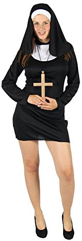 Foxxeo Sexy Nonnen Kostüm für Damen - Größe S bis XXL - zu Motto Party Fasching und Karneval Größe S