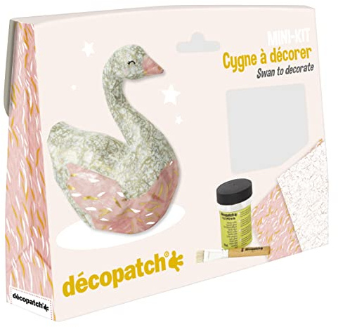 Décopatch KIT027C Bastel Mini-Set Pappmaché (Schwan, ideal für Kinder) 1 Set