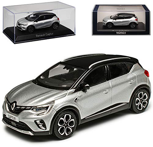 Renautl Captur II Silber mit Dach in Schwarz 2. Generation Ab 2020 1/43 Norev Modell Auto mit individiuellem Wunschkennzeichen
