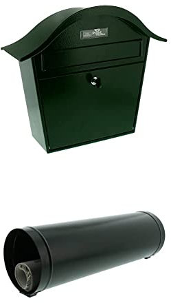 Burg-Wächter Briefkasten, A5 Einwurf-Format, Verzinkt, Stahlblech, Holiday 5842 GR, Grün + News 5800 GR Zeitungsrolle, Briefkastenergänzung, A4 Einwurf-Format, Stahl grün