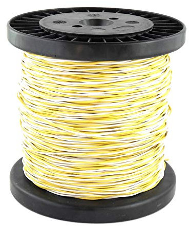 WITTKOWARE YV Schaltdraht, 2x0,6mm, verseilt, Kupfer verzinnt, 100m Draht auf 125mm Kunststoffspule, Adernfarben gelb/weiß