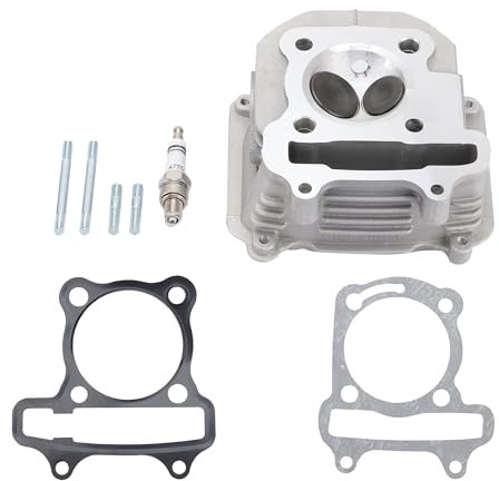 WOOSTAR 57.4mm Zylinder Bohrungen mit Großem Durchmesser und 65mm Ventilen und Dichtung Zündkerze Ersatz für 157QMJ 152QMI GY6 4 Takt 150ccm Chinesisch ATV Go Kart Quad Roller Motor
