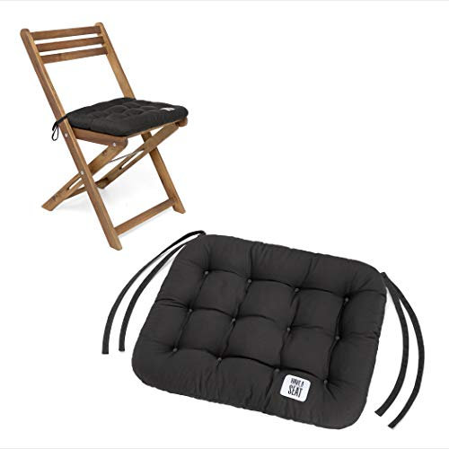 HAVE A SEAT Luxury | Sitzkissen 40 x 35 cm (2 St.) - bequemes Sitzpolster für Klappstühle - waschbar bis 95° C, Trockner geeignet - Made in Germany (40x35 cm - 2er Set, Grau/Anthrazit)