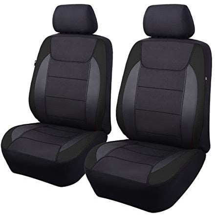 Flying Banner Gabardine Mesh Front Car Seat Covers Airbag Compatible Protector Universal for Most Car Truck Vans SUVs (Black)