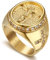 Flongo Herren-Ring Männer Rosenkranz-Ring Daumenring Bandring Siegelring Gold Golden Kreuz Kruzifix Jesus Herren-Accessoires Größe 70