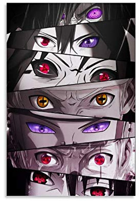 WEXIAO Anime Naruto Poster mit mehreren Charakteren, dekoratives Gemälde, Leinwand, Wandkunst, Wohnzimmer, Poster, Schlafzimmer, Gemälde, 60 x 90 cm
