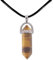 cotigo Pendentif en pierre naturelle en forme de pointe avec corde en fil ciré noir de 45 cm (Oeil de Tigre)