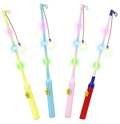 Hianjoo Laternenstab 50cm mit LED für St Martin, [4 Pack] Mehrfarbige LED Elektronischer Laternenstab für Partys, Garten, Kostümpartys, Halloween, Weihnachten und Mehr