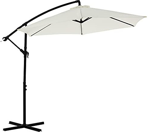 Melko Ampelschirm Ø3m Sonnenschirm Beige Marktschirm Balkonschirm Strandschirm Gartenschirm Kurbelschirm