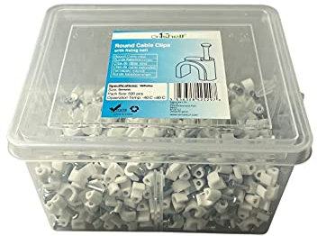 White Round Cable Clips K-Type Trade Box, 5mm- 500 Pieces