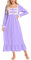 Rubehoow Women's Soft Cotton Nightgown Long Sleeve Vintage Nightie Sleep Gown with Pockets Purple, XL