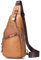 BULLCAPTAIN Herren-Schultertasche, echtes Leder, lässig, Mehrzweck-Umhängetasche, Schulterrucksack, Reisen, Wandern, Tagesrucksack, Gelbbraun,