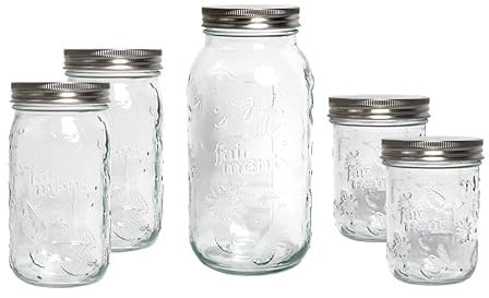 Fairment Original Jar Bundle - Fermentationsgläser in 3 Größen (1x 1893ml, 2x 946ml, 2x 473ml) - Einmachgläser vielseitige Verwendungen - Inkl. rostfreiem Edelstahldeckel