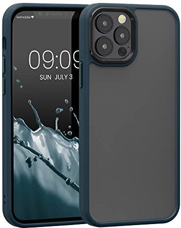 kwmobile Cover Protettiva Compatibile con Apple iPhone 12 / iPhone 12 PRO - Protezione Bumper Anti Urto - Custodia Semirigida Silicone TPU Verde Scuro/Trasparente Matt