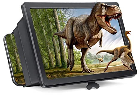 Lente Ingrandimento Smartphone 8'', Ingranditore Schermo Smartphone, Amplificatore 3-4 Volte, Supporto Pieghevole, Film 3D con Zoom