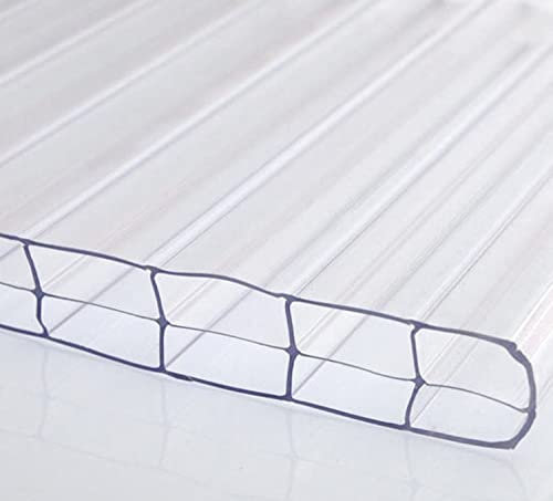 Polycarbonat | Hohlkammerplatte | PC Stegplatte | 16mm Stärke | 980mm & 1200mm | klar/farblos | opal/weiß | bronze | X-Struktur | 3-Fach | 2-Fach Struktur (980 x 5000 mm, 3-Fach - farblos/klar)